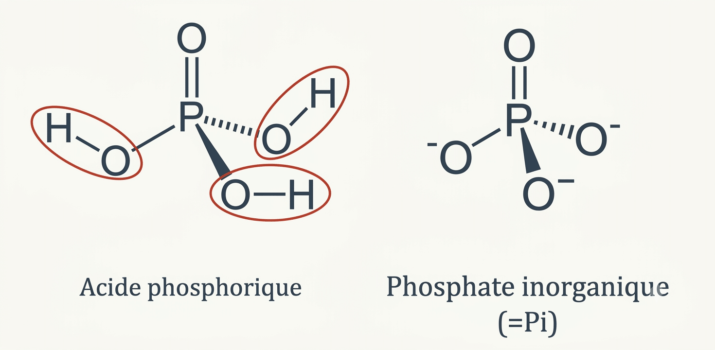 Acide phosphorique (H₃PO₄) et phosphate inorganique (Pi)