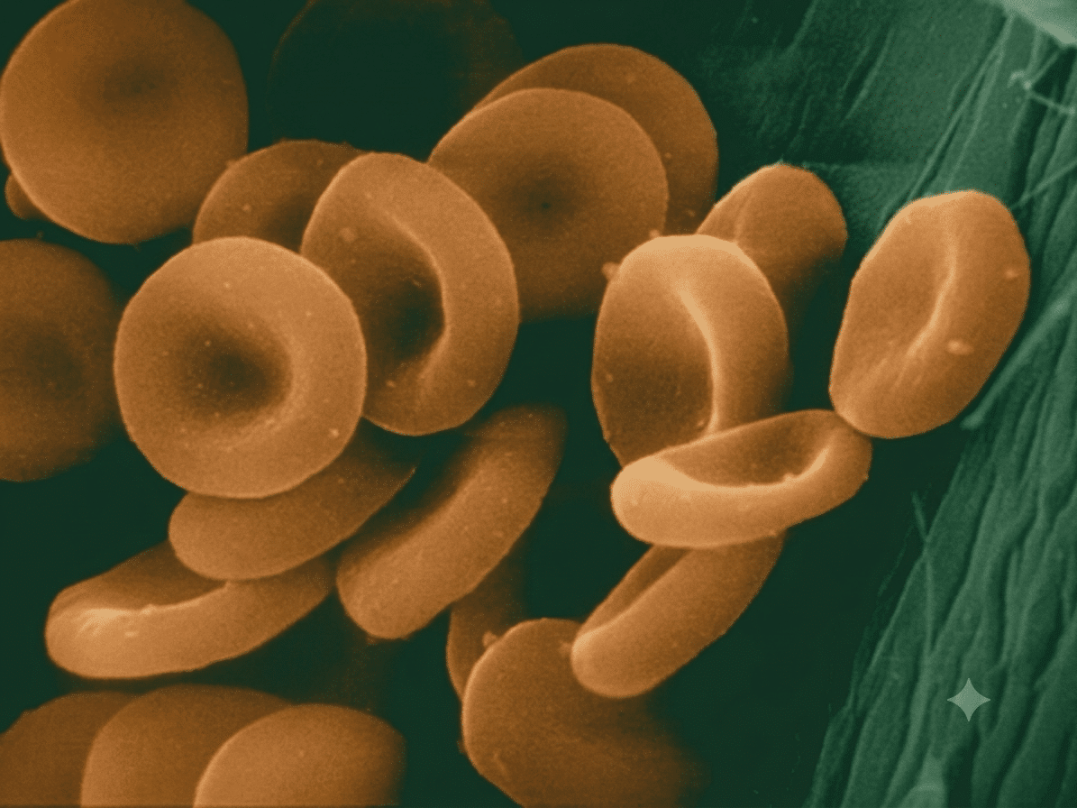 Globules rouges biconcaves au microscope électronique à balayage