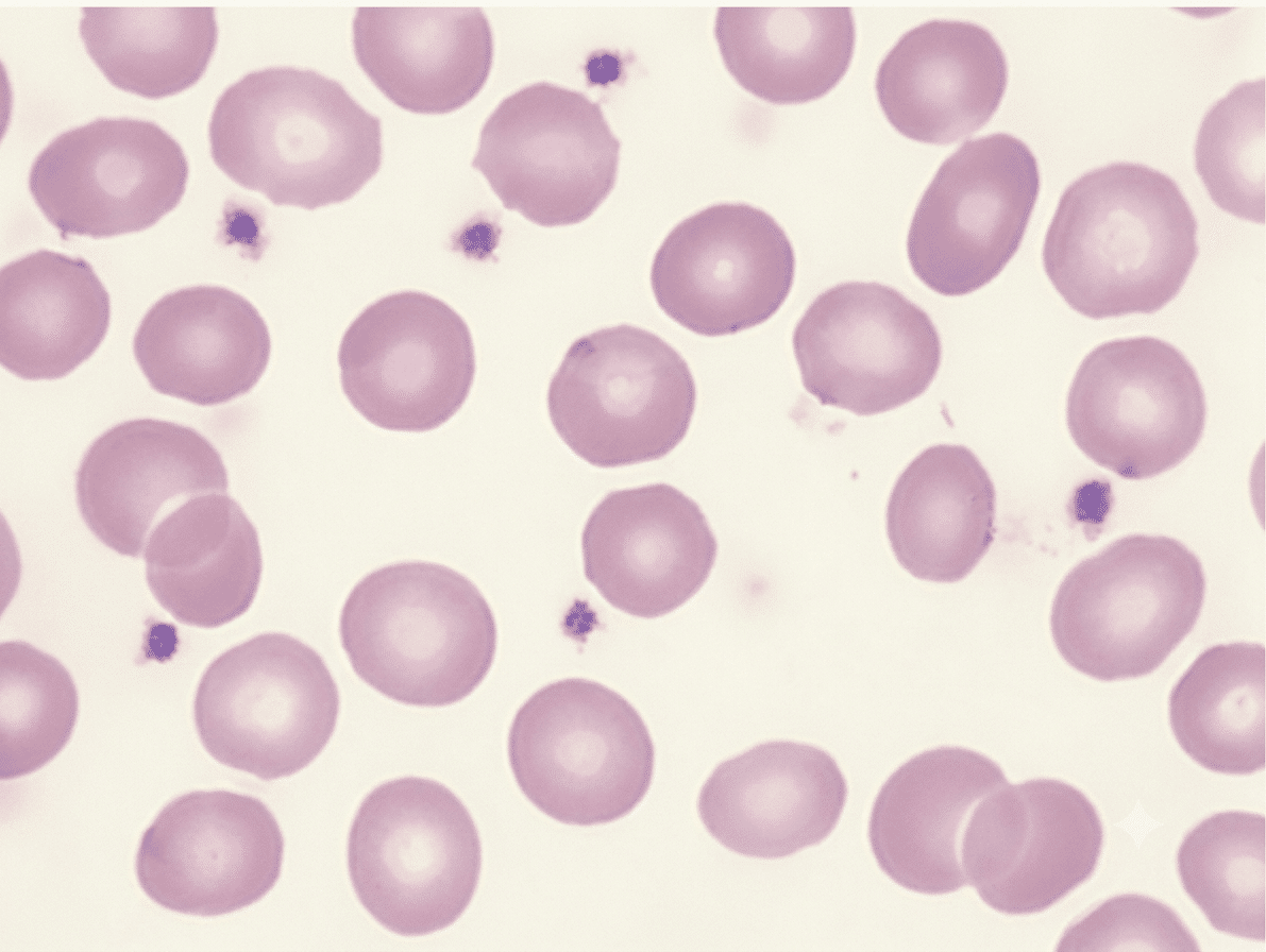 Globules rouges au microscope optique (frottis)