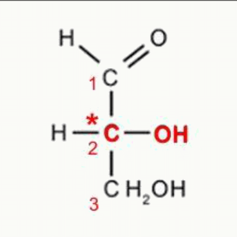 Glycéraldéhyde, ose le plus simple, et son carbone asymétrique