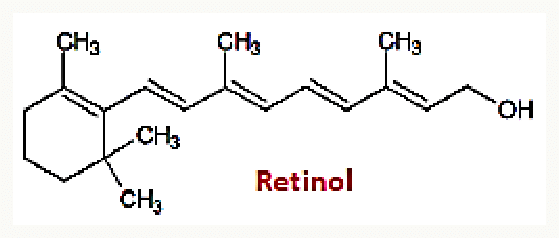 Formule du rétinol, forme alcool de la vitamine A