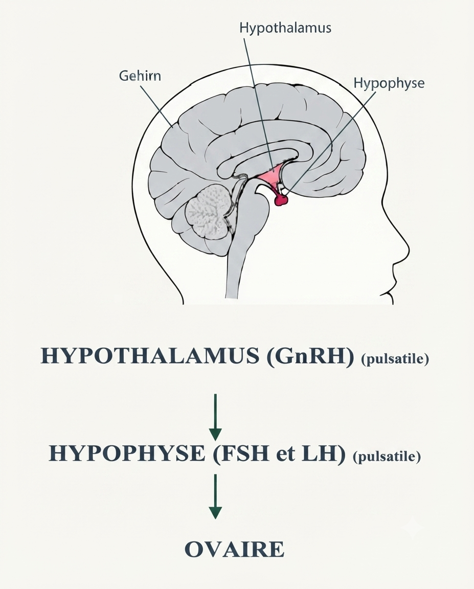 L'axe hypothalamo-hypophysaire : GnRH, FSH, LH et leurs cibles ovariennes