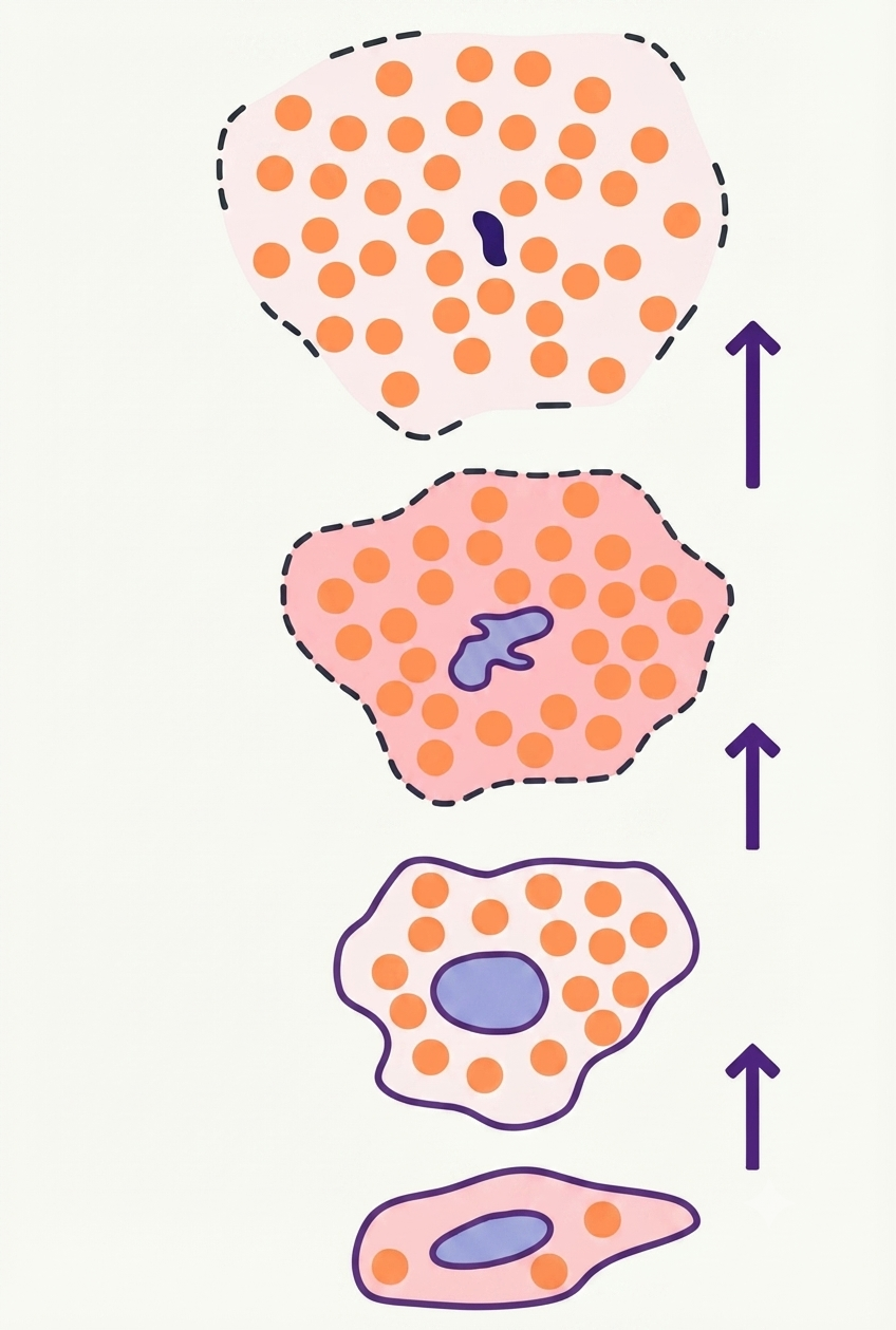 Cellules endocrines organisées en cordons, riches en grains de sécrétion