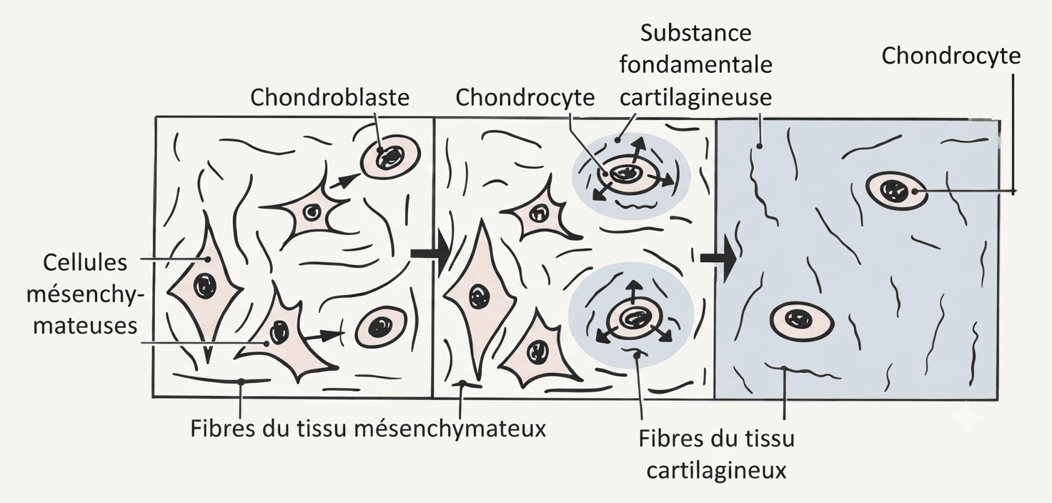 Croissance appositionnelle du cartilage à partir du périchondre