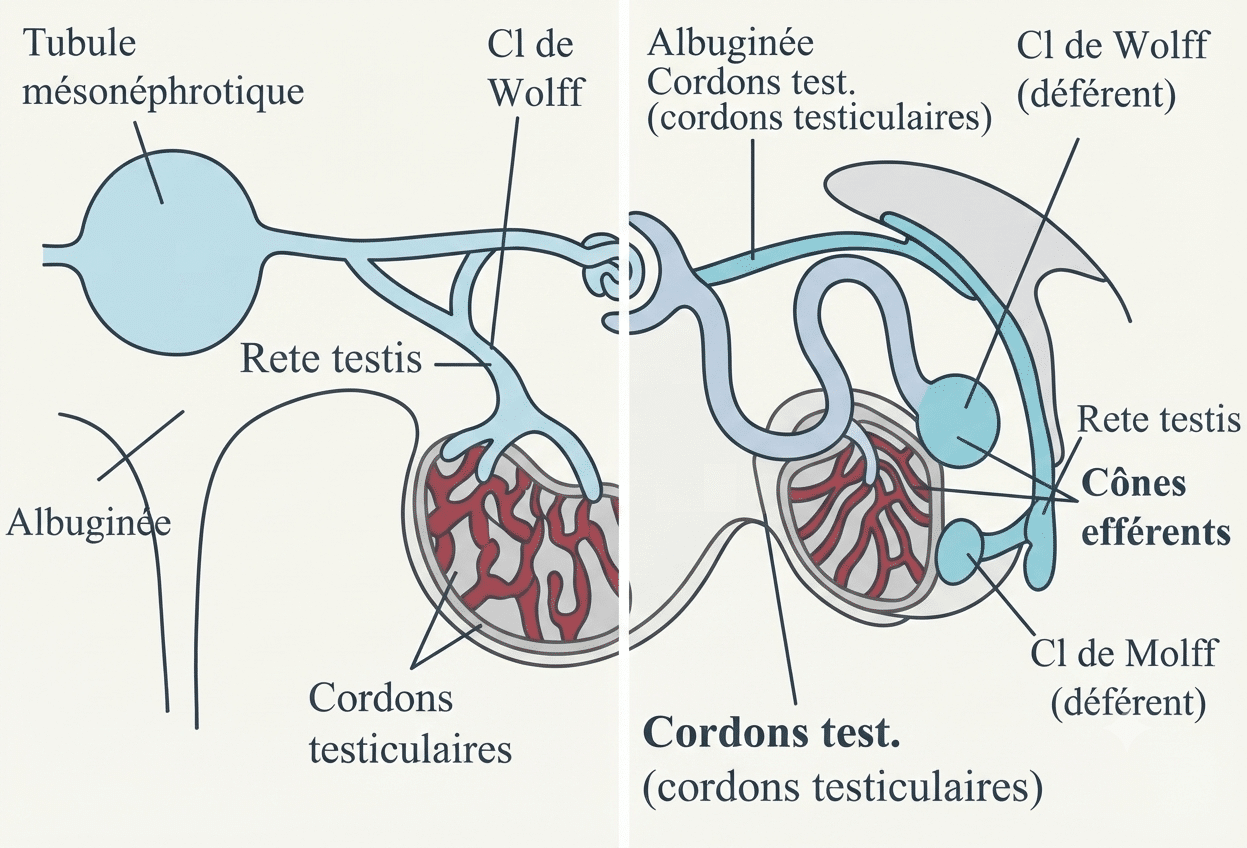 Formation des cordons testiculaires puis des tubes séminifères à la puberté