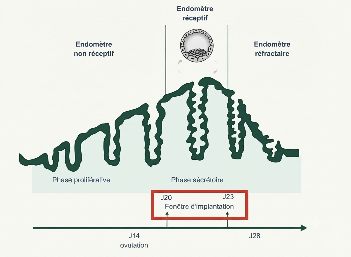La fenêtre d'implantation : endomètre réceptif en phase sécrétoire du cycle