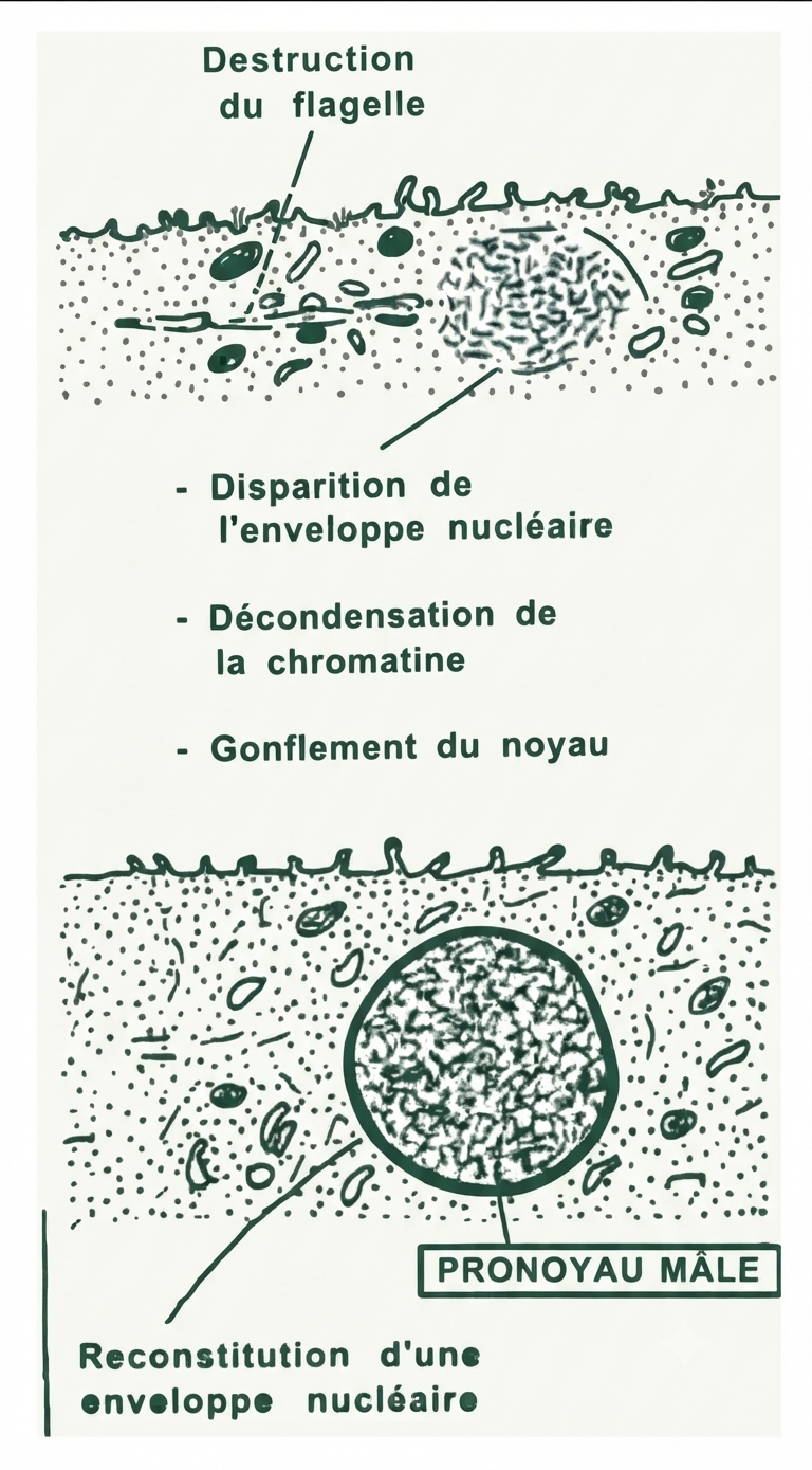 La formation du pronucléus mâle : décondensation de la chromatine spermatique