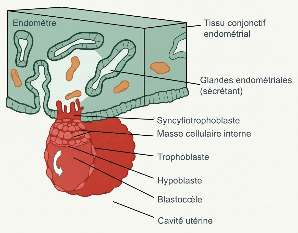 L'invasion de l'endomètre par le syncytiotrophoblaste