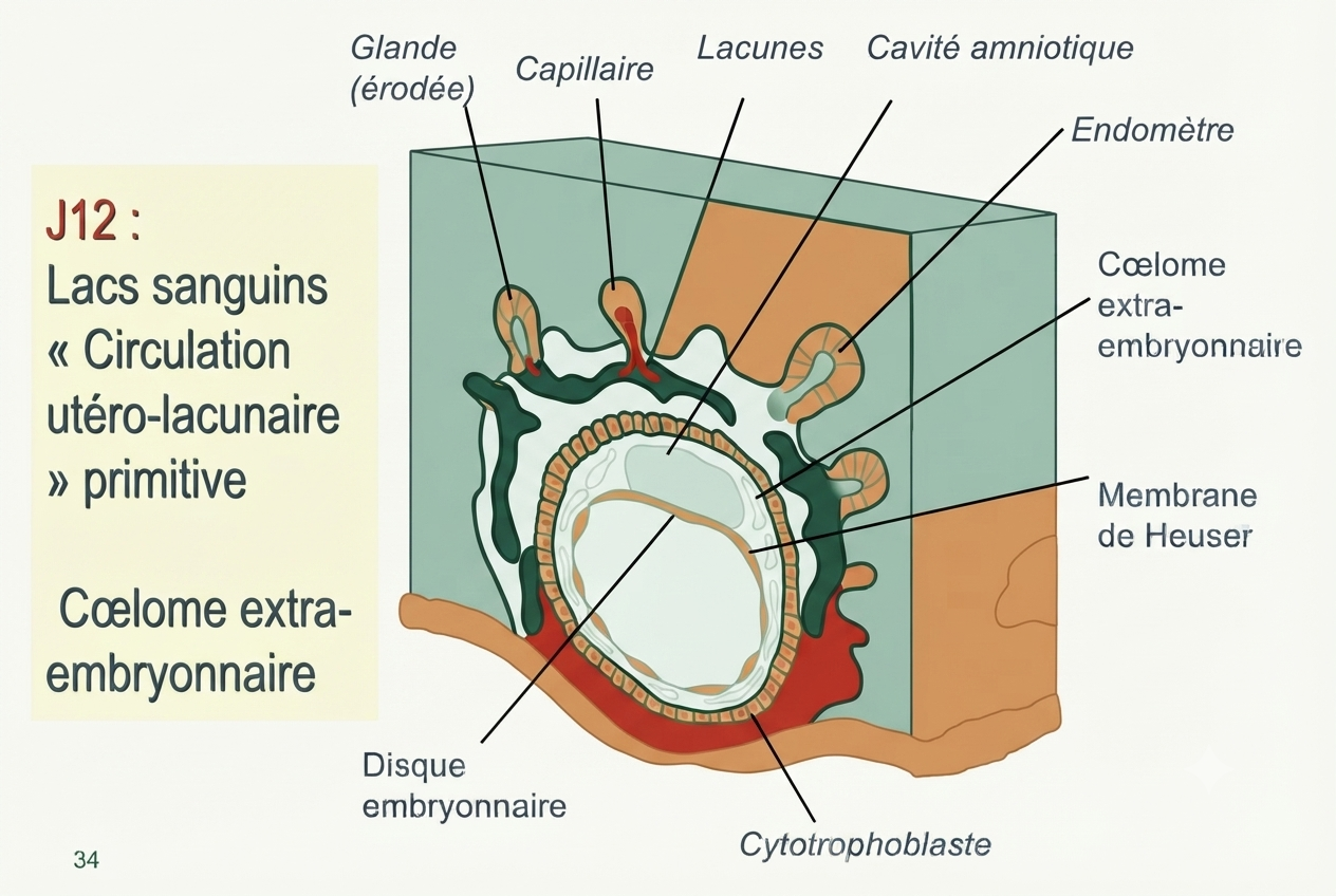 J12 : les lacs sanguins maternels et la circulation utéro-lacunaire
