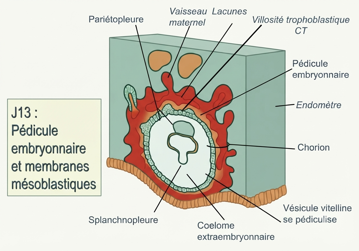 J13 : le pédicule embryonnaire et les membranes mésoblastiques