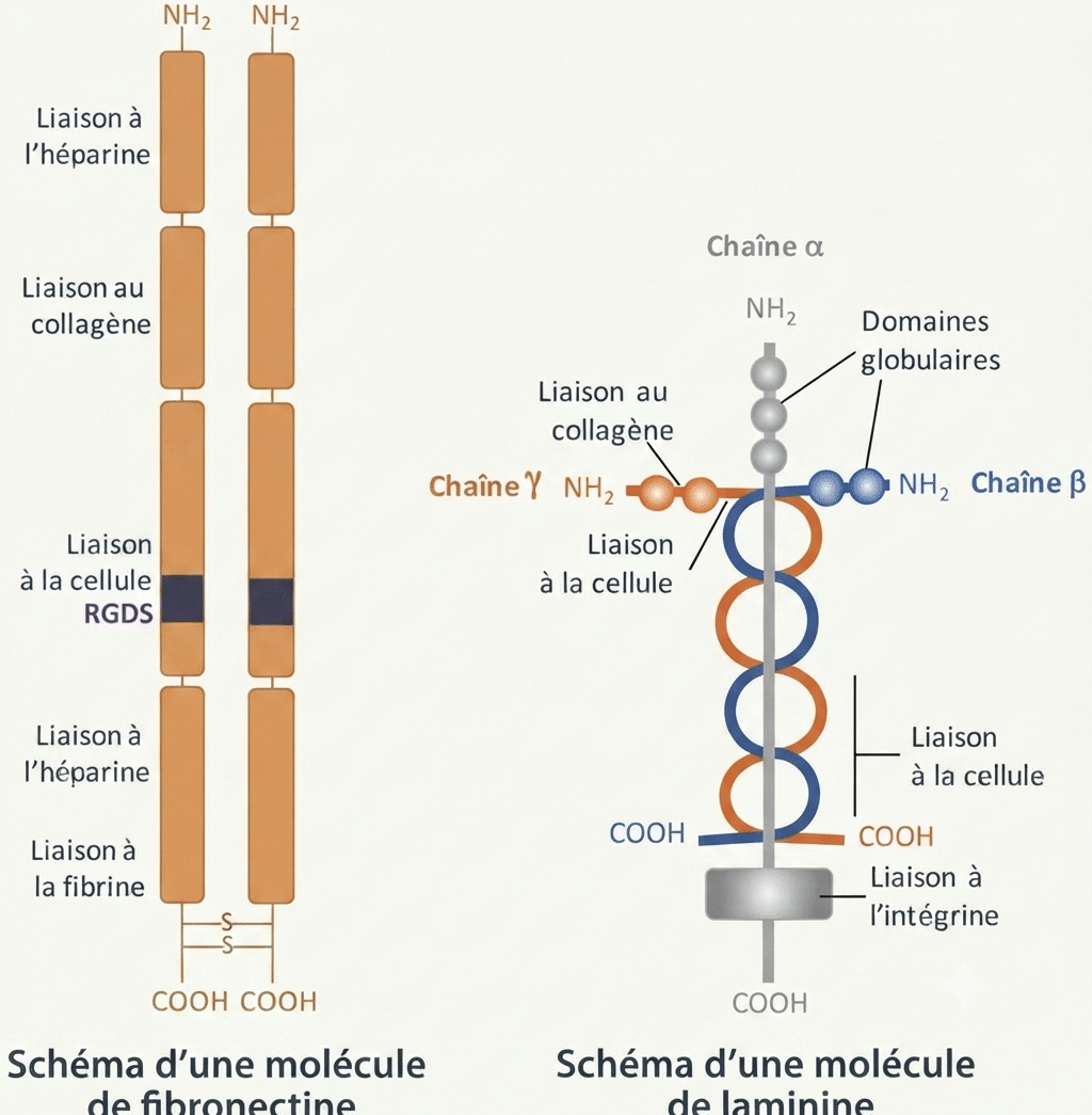 Fibronectine et laminine dans la matrice extracellulaire du toit du blastocèle