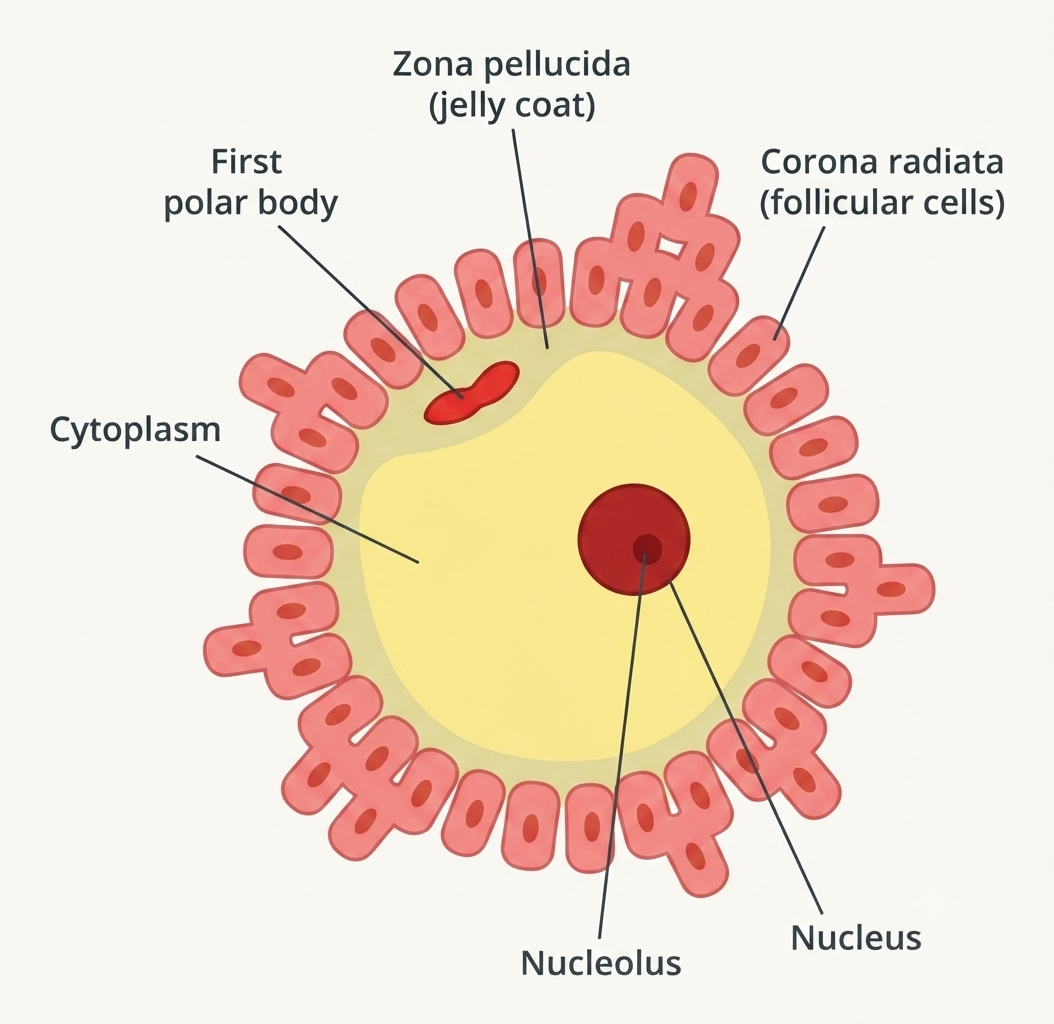 Structure de l'ovocyte II : zone pellucide et corona radiata