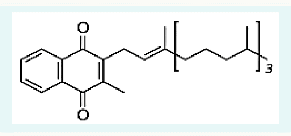 Formule de l'ubiquinone, ou coenzyme Q, avec sa chaîne isoprénique