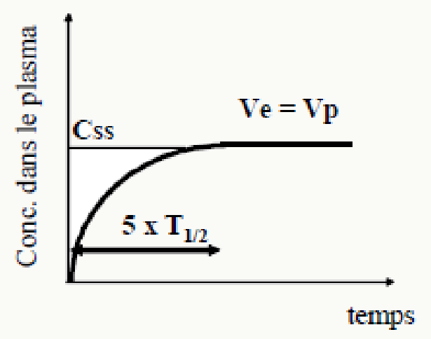 Montée état d'équilibre Css atteinte en 5 T1/2